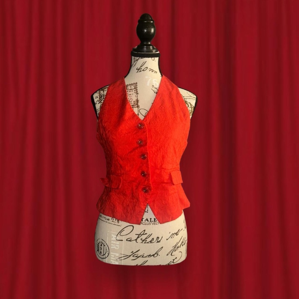 90s button down embroidered halter top